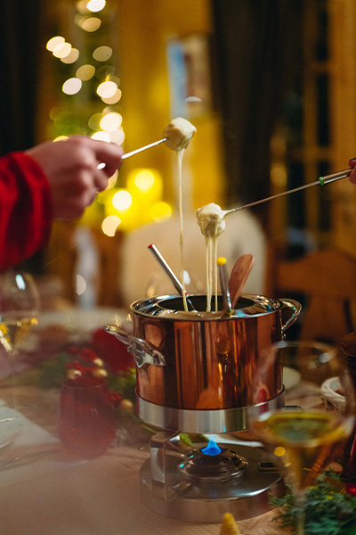 fondue at the Plaza Athénée Chalet