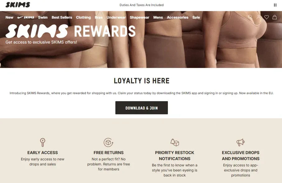 Programme de fidélité Skims Rewards