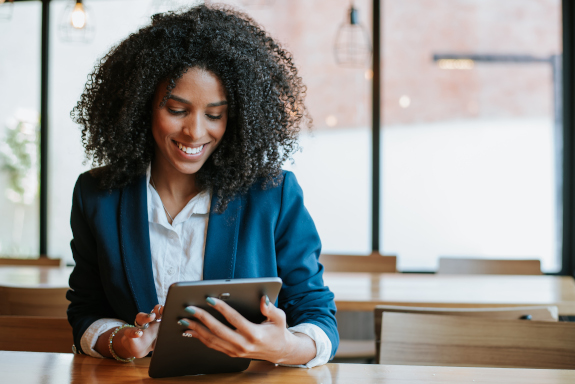 woman using a tablet