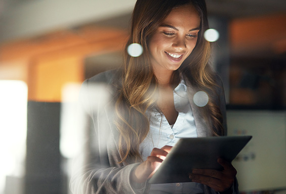 woman using a digital tablet
