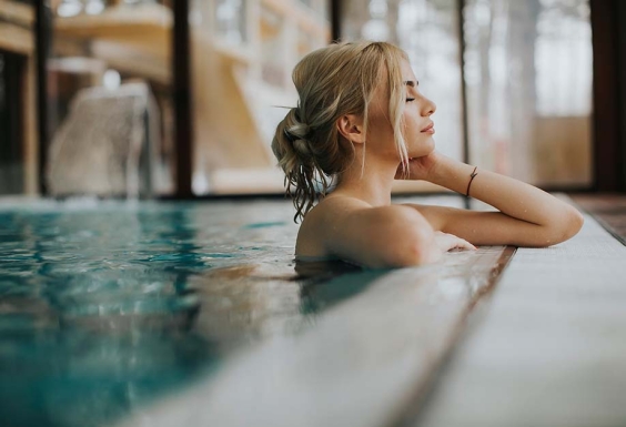 woman in the swimming pool